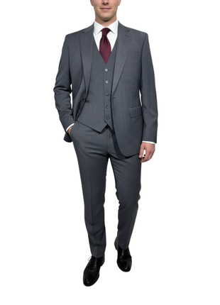 Cleo Luxor Charcoal Gray Slim Fit Wool Stretch 3 Piece Suit