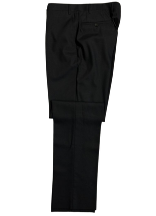 Corneliani Mens Solid Dark Charcoal Fully-Canvassed Notch Lapels Classic Fit 2 Button Wool Silk Suit - 44L - The Suit Depot