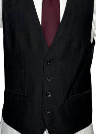 Hugo Boss Mens Charcoal Textured Notch Lapels Classic Fit 3-Piece Wool Silk Suit - 40R
