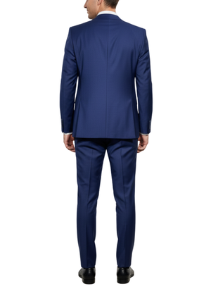Cleo Luxor Indigo Blue Slim Fit Wool Stretch 3 Piece Suit