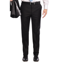 Thumbnail for Mens Classic Fit Solid Black Flat Front Wool Dress Pants