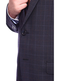 Thumbnail for Napoli Classic Fit Blue Windowpane Plaid Half Canvassed Super 150s Wool Suit