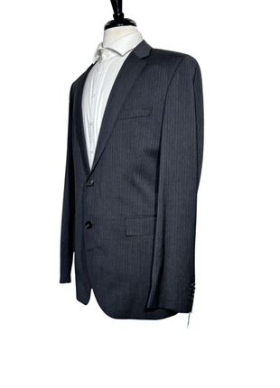 Hugo Boss Mens Charcoal Pinstripe Notch Lapels Slim Fit 2 Button Wool Suit - 40L