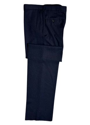 Hugo Boss Mens Navy-Gray Stripe Notch Lapels Classic Fit 2 Button Wool Suit - 40R