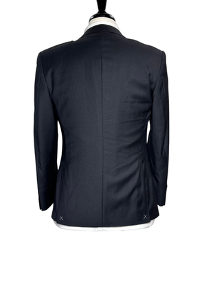 Giovanni Bresciani Mens Solid Black Satin Notch Lapel Slim Fit 2-Button Wool Tuxedo - 36S