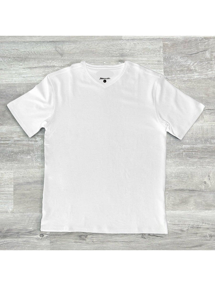 Briani Uomo Camisa casual blanca de manga corta con cuello en V 100% algodón para hombre