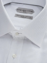 Thumbnail for Steven Land Mens White Classic Fit Spread Collar French Cuff 100% Cotton Dress Shirt
