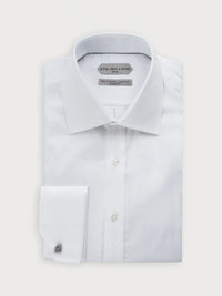 Thumbnail for Steven Land Mens White Classic Fit Spread Collar French Cuff 100% Cotton Dress Shirt