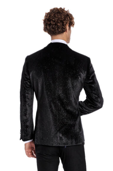 Wessi Mens Black Slim Fit Tuxedo Prom Jacket Blazer With Satin Peak Lapels