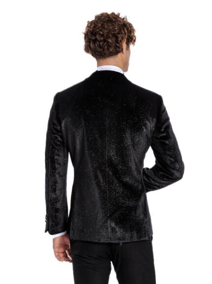 Wessi Mens Black Slim Fit Tuxedo Prom Jacket Blazer With Satin Peak Lapels