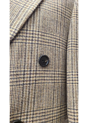 Canuti By Steven Land Mens Brown Glen Plaid Double Breasted 100% Wool Overcoat