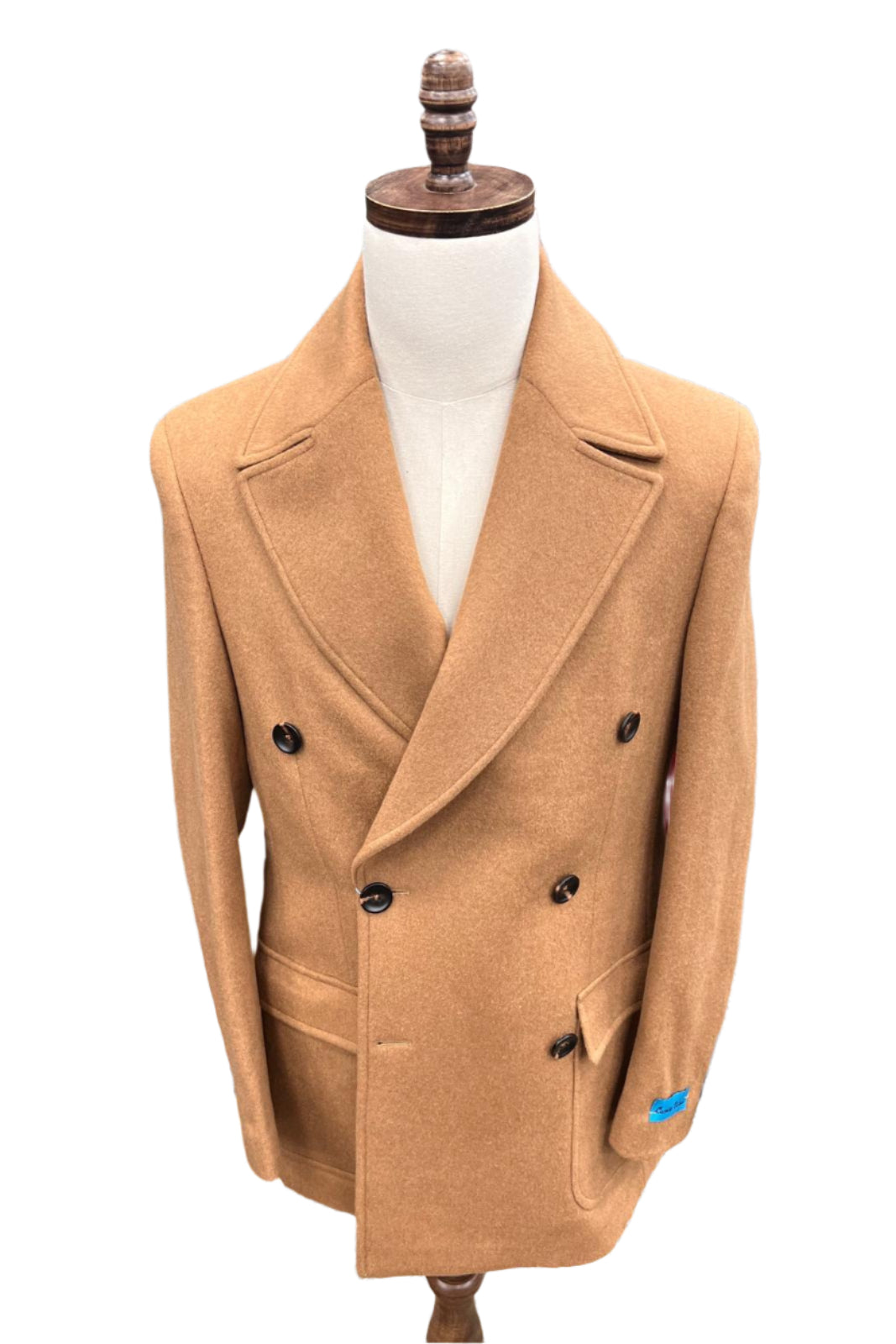 Canuti By Steven Land Mens Brown Solid 100% Wool Double Breasted Overcoat