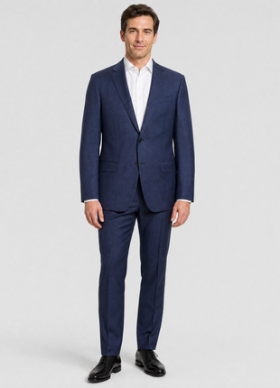 Armani Collezioni G-Line Blue Textured Slim Fit Notch Lapel 2-Button Wool Suit - 44L