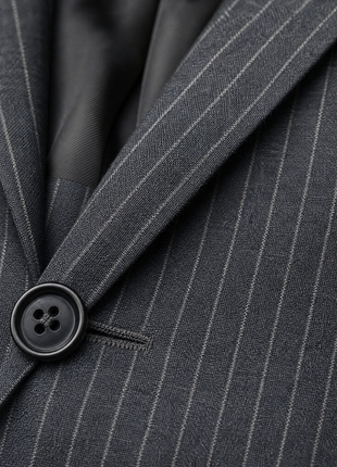 Polo Ralph Lauren Mens Charcoal Pinstriped Notch Lapel Custom Fit 3-Piece Wool Suit - 38L