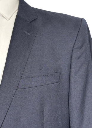 Versace Collection Mens Solid Dark Blue Notch Lapel Classic Fit 2-Button Wool Suit - 44L