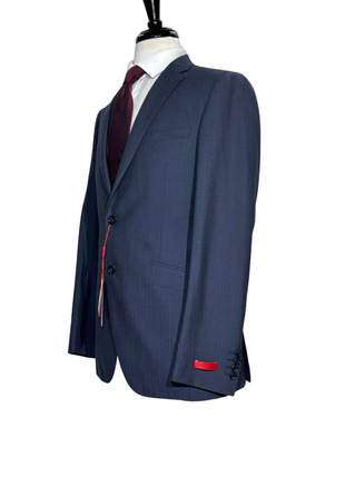 Bartorelli Napoli Mens Blue Subtle Stripe Notch Lapel Classic Fit 2-Button Wool Suit  - 38R