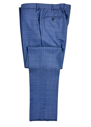 Isaia Mens Blue Windowpane Fully-Canvassed Notch Lapel Slim Fit 2-Button Wool Suit - 44L