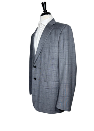 Isaia Mens Charcoal Windowpane Fully-Canvassed Notch Lapel Classic Fit 2-Button Wool Suit - 44L
