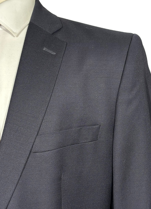 Versace Collection Mens Solid Dark Blue Notch Lapel Classic Fit 2-Button Wool Suit - 44L