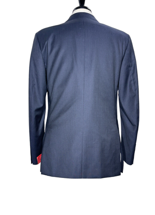 Isaia Mens Dark Navy Pinstripe Fully-Canvassed Notch Lapel Classic Fit 2-Button Wool Suit - 40R