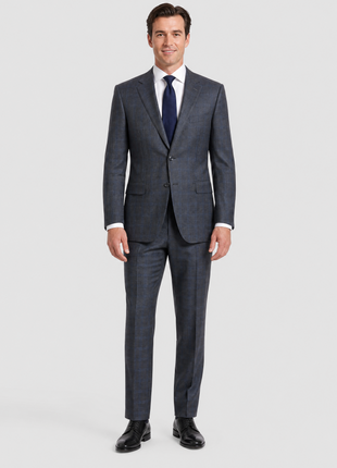 Canali 1934 Mens Gray Windowpane Notch Lapel 2 Button Wool Suit - 46L