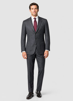 Sartoria Partenopea Mens Charcoal Weave Notch Lapel Slim Fit 3-button Wool Suit - 44R