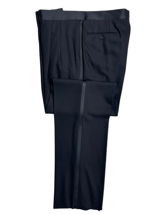 Pal Zileri Mens Solid Black Satin Notch Lapel Classic Fit 3-Button Wool Tuxedo - 44L