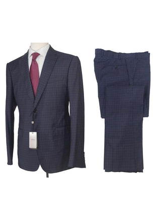 Armani Collezioni M-Line Mens 42R Navy Blue Check 2 Piece Suit
