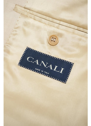 Canali Mens 44L Drop 6 Classic Fit Solid Tan 3 Button 100% Wool 2 Piece Suit
