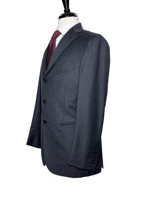 Anastasio Charcoal Textured Notch Lapel Classic Fit 3-button Wool Suit - 38R