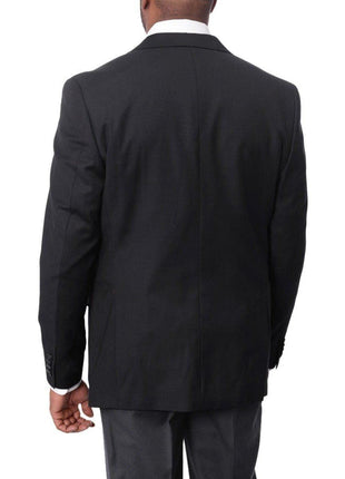 Montefino Mens Solid Navy Blue 100% Wool Slim Fit Blazer Sportcoat