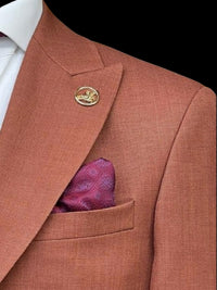 Thumbnail for Romaster Mens Rust Slim Fit Stretch Wool Blend Blazer Sportcoat