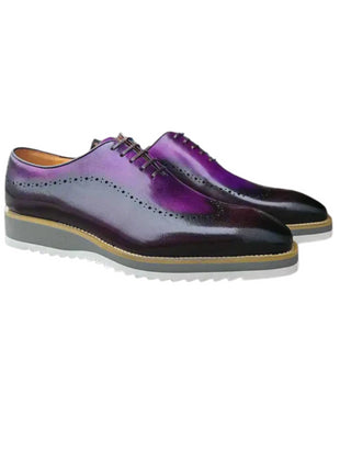 Carrucci Mens Purple Two Tone Lace-up Oxford Leather Dress Shoes