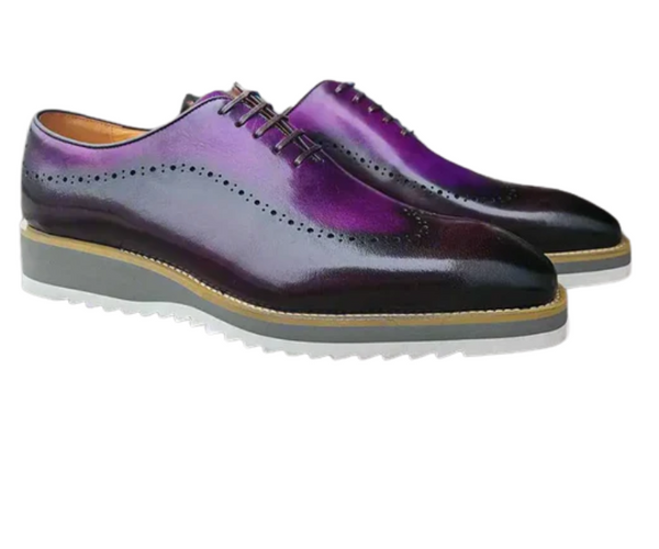 Carrucci Mens Purple Two Tone Lace-up Oxford Leather Dress Shoes The Suit Depot Carrucci Mens Purple Two Tone Lace-up Oxford Leather Dress Shoes The Suit Depot