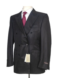 Thumbnail for Canali Mens 40R Drop 6 Solid Black Classic Fit Wool Blend 2 Piece Suit With Silk Lining