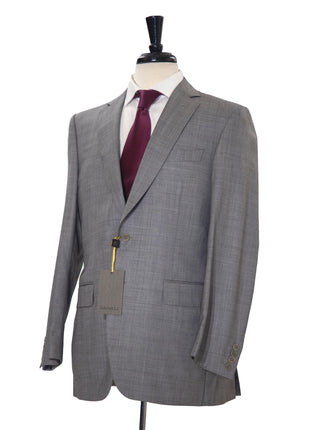 Canali 1934 Mens 42R Drop 8 Gray Sharkskin 100% Wool Slim Fit 2 Piece Suit - The Suit Depot