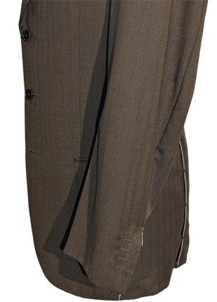 Sartoria Partenopea Men's Brown Herringbone 100% Wool Sportcoat 40L