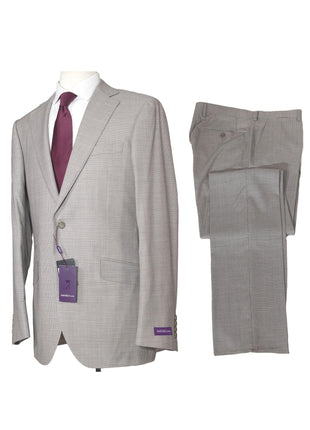 Napoli Mens Tan Houndstooth 100% Reda Wool Slim Fit 2 Piece Suit