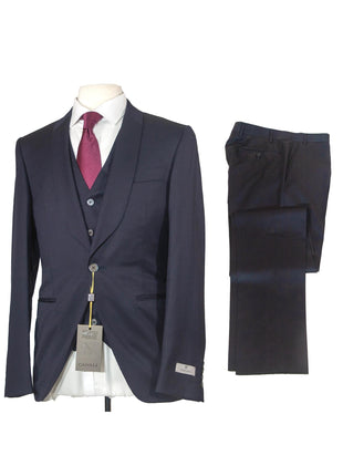 Canali Men's Navy 3-piece 1-button 100% Wool 2-Button Suit 40R
