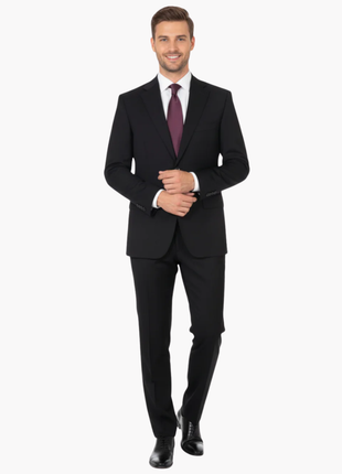 Canali 1934 Mens Solid Black 38R Modern Fit Drop 6 100% Wool 2 Piece Suit