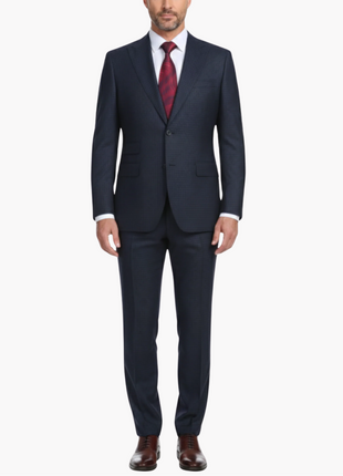English Laundry Navy And Black Check Slim Fit Peak Lapel Wool Suit