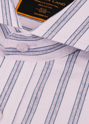 Steven Land Mens Purple Striped 100% Cotton French Cuff Dress Shirt
