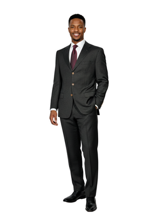 Sartoria Partenopea Mens Dark Green Stripe Tweed Notch Lapel Classic Fit 3-Button Wool Suit - 42L