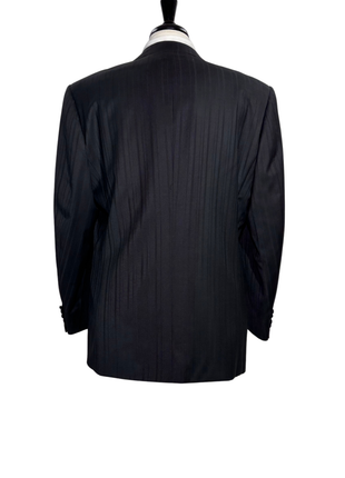 Sancanali Mens Black Shadow Stripe Satin Notch Lapel Classic Fit 3-Button Wool Tuxedo - 42R