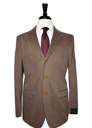 Sartoria Partenopea Mens Brown Corduroy Notch Lapel Slim Fit 3-button Cotton Suit - 42L