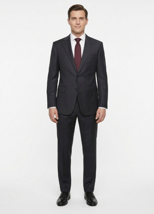 Tovaglia Slim Fit Peak Lapel Solid Navy Wool Cashmere Blend Suit