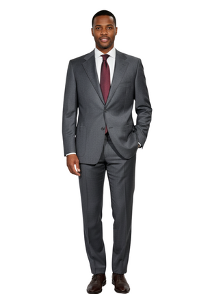 Sartoria Partenopea Mens Charcoal Weave Notch Lapel Slim Fit 3-button Wool Suit - 44R