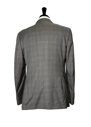 Luigi Bianchi Montova Mens Gray Windowpane Half-Canvassed Peak Lapel Classic Fit 2-button Wool Suit - 40R