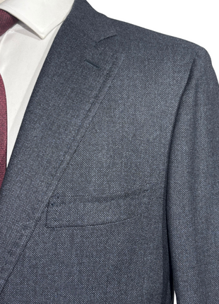 Isaia Mens Blue Nailhead Tweed Notch Lapel Slim Fit 2-Button Wool Suit - 44L