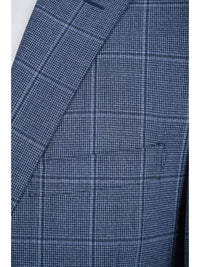 Thumbnail for Canali 1934 Mens Blue Plaid 42S Drop 7 Modern Fit 100% Wool 2 Piece Suit